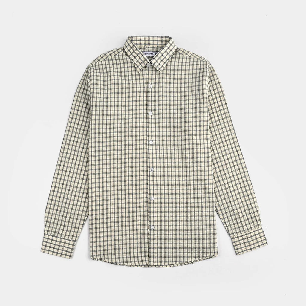 Teens Boys Yarn Dyed Shirt (White Check)-White